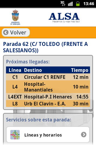 Android application Urbanos de Guadalajara screenshort