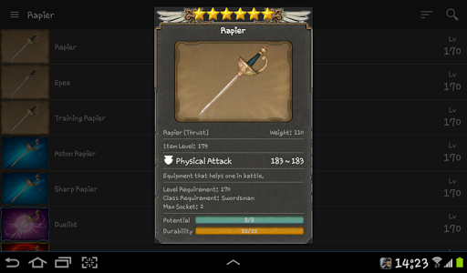 Equipment List Tree of Savior