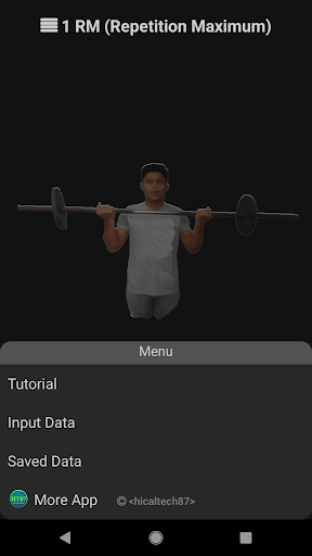 Android application 1 RM (Repetition Maximum) screenshort