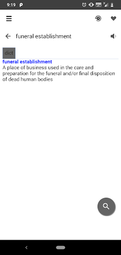 Funeral Service Dictionary Screen 3