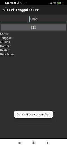 Android application aiis cek tanggal keluar screenshort