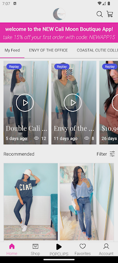 Android application Cali Moon Boutique screenshort