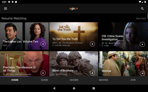 Screenshot of Glo Fiber TV