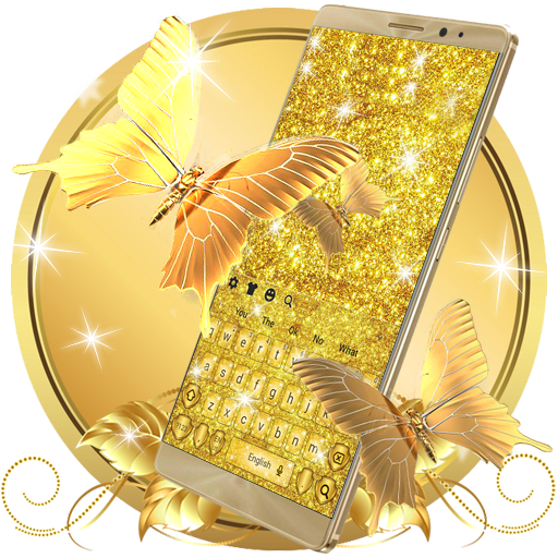 Luxury Golden Butterfly Keyboard Theme