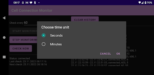 Cell Connection Monitor Screen 3
