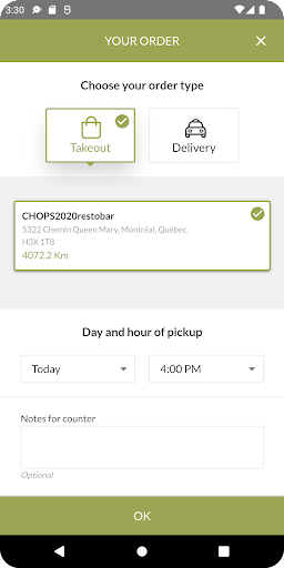Android application Chops Resto Bar screenshort