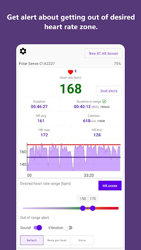 Android application Pulse Range Monitor & Alert screenshort