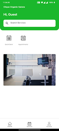 Android application Clique Organic Salons screenshort