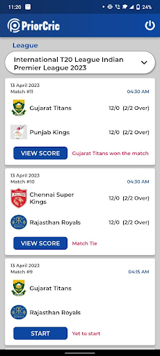 PriorCric - Live Scoring App Screen 3