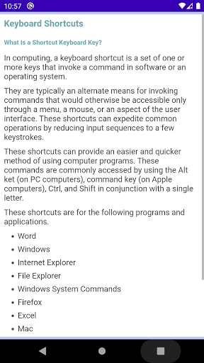 shortcut keys for computer