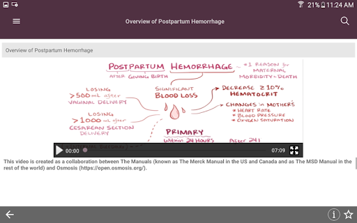 Screenshot of MSD Manual Guide to Obstetrics