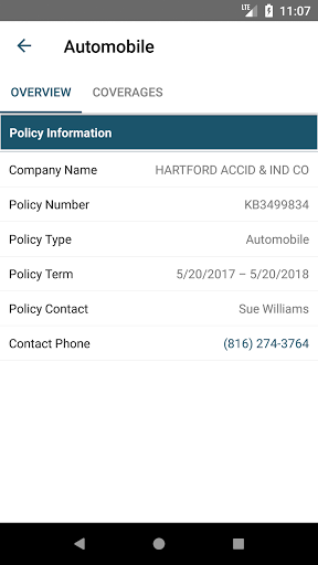Oak Tree Insurance App Screen 2