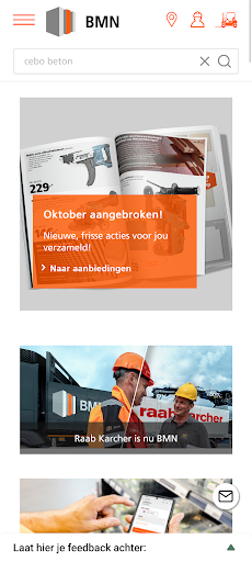Android application BMN Bouwmaterialen screenshort