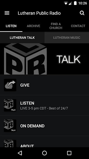 Android application Lutheran Public Radio screenshort