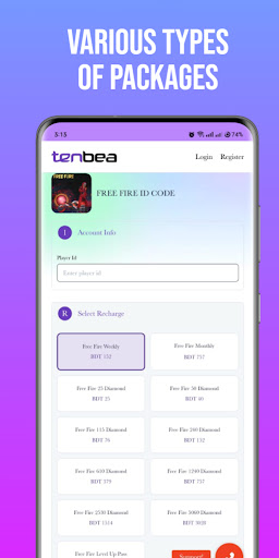 Tenbea - Diamond Topup Screen 2
