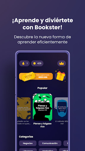 Android application Bookster: Libros en 15 Minutos screenshort