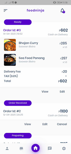 Android application foodninja manager screenshort