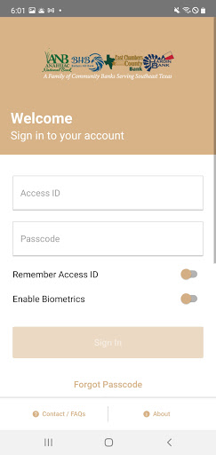 Android application Anahuac National Bank Mobile screenshort