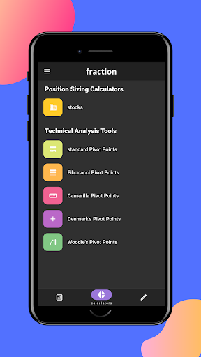 Position size calculator & TA Screen 3