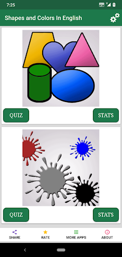 Android application Shapes and Colors in English screenshort