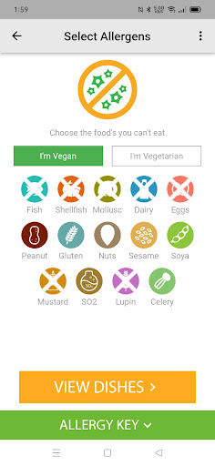 Allergy Menu Screen 3