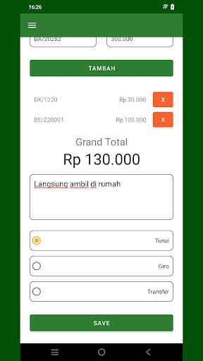 Tanda Terima Screen 2