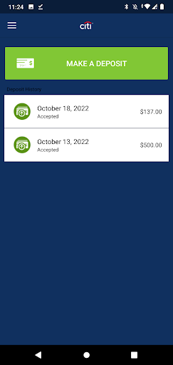 Citi Mobile Check Deposit Screen 2