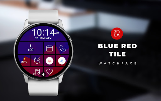 Android application Blue Red Tile Watch Face screenshort