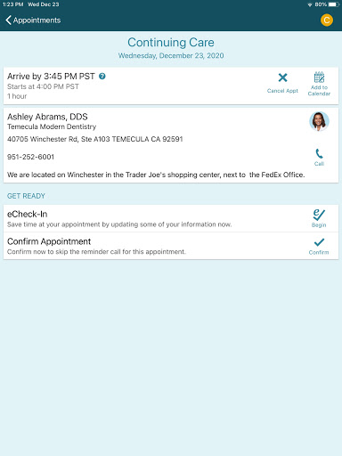 Smile Generation MyChart screenshot
