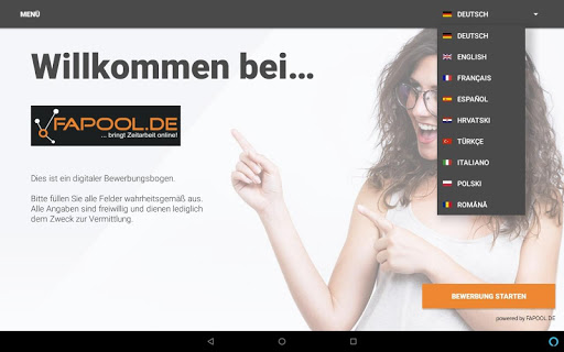 Digitaler Bewerbungsbogen für Screen 2