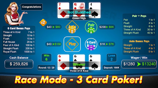 Captura de Pantalla 8 3 Card Poker - Casino Games android