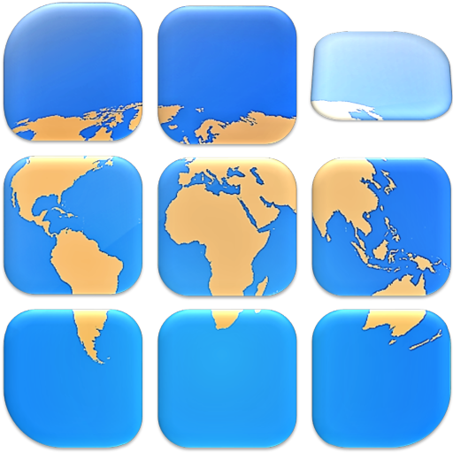 Sliding geographic puzzle logo