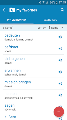 German-Turkish Dictionary Screen 3