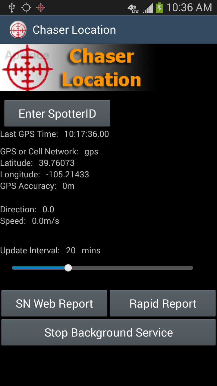 Android application Location App for SpotterNetwork screenshort