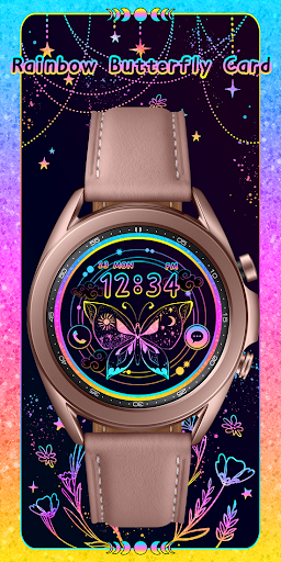 Android application Rainbow Butterfly Card_Watchfa screenshort