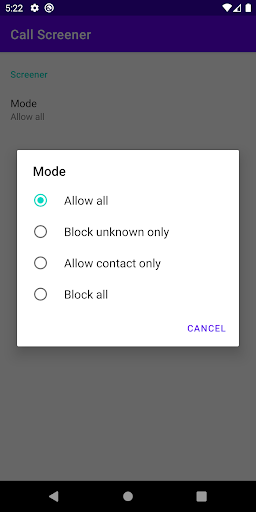 Call Screener Screen 3