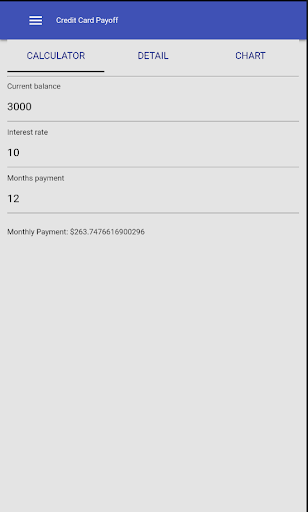 Credit Card Payoff Calculator Screen 2