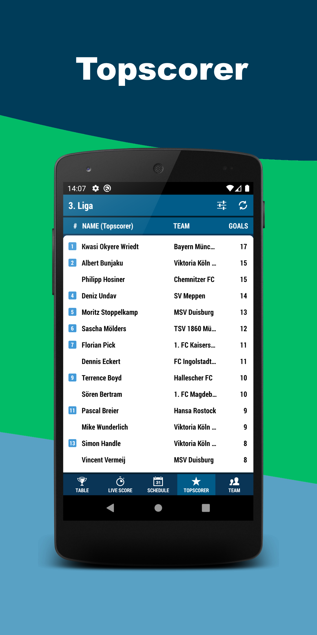 Android application 3. Liga screenshort