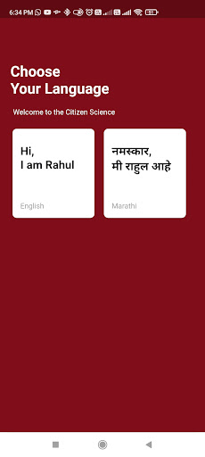 Android application Citizen Science India screenshort