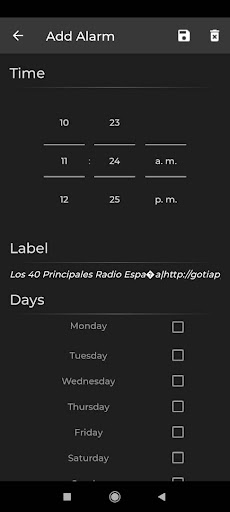 Android application Los 40 principales de Españaa screenshort