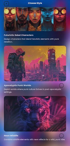 Screenshot of Neon Art - AI Art Generator