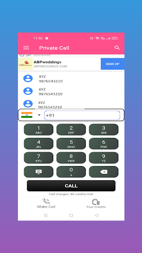 Private Call | Private Number Screen 2