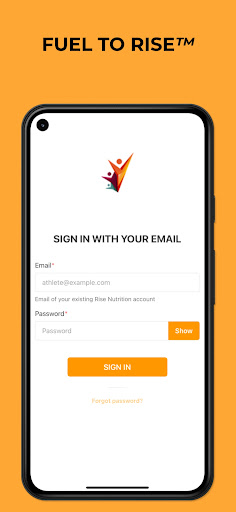 Android application Rise Nutrition Athletes screenshort