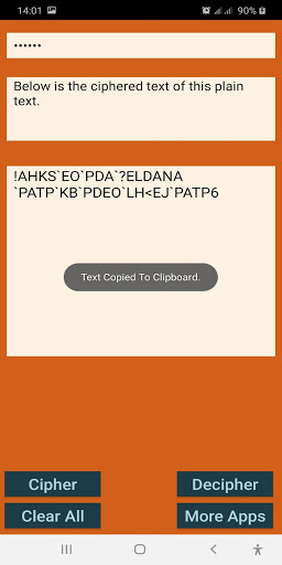 Code: Text cryptography app Screen 2