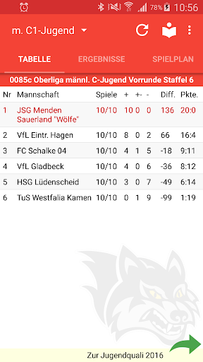 Android application SG Menden Sauerland Wölfe screenshort