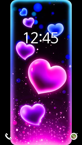 Wallpaper-Neon Lovely Hearts Screen 2