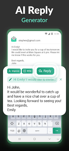 Screenshot of Keyboard AI Assistant: Writely