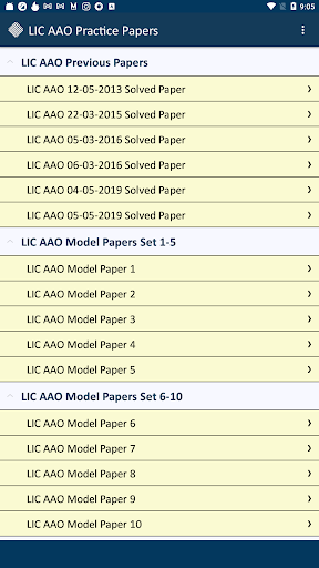 Android application LIC AAO Practice Tests screenshort