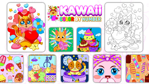Android application Kawaii Coloring By Number Book screenshort