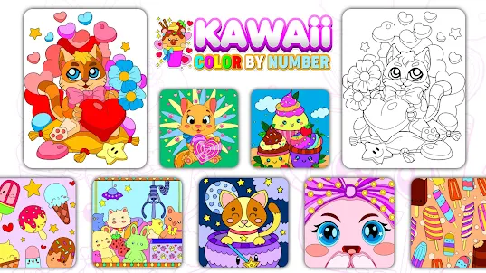 Kawaii Coloring By Number Book
